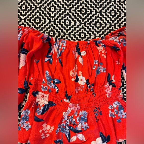 Cupcakes and Cashmere Red Smocked Off The Shoulder Top - Picture 3 of 7